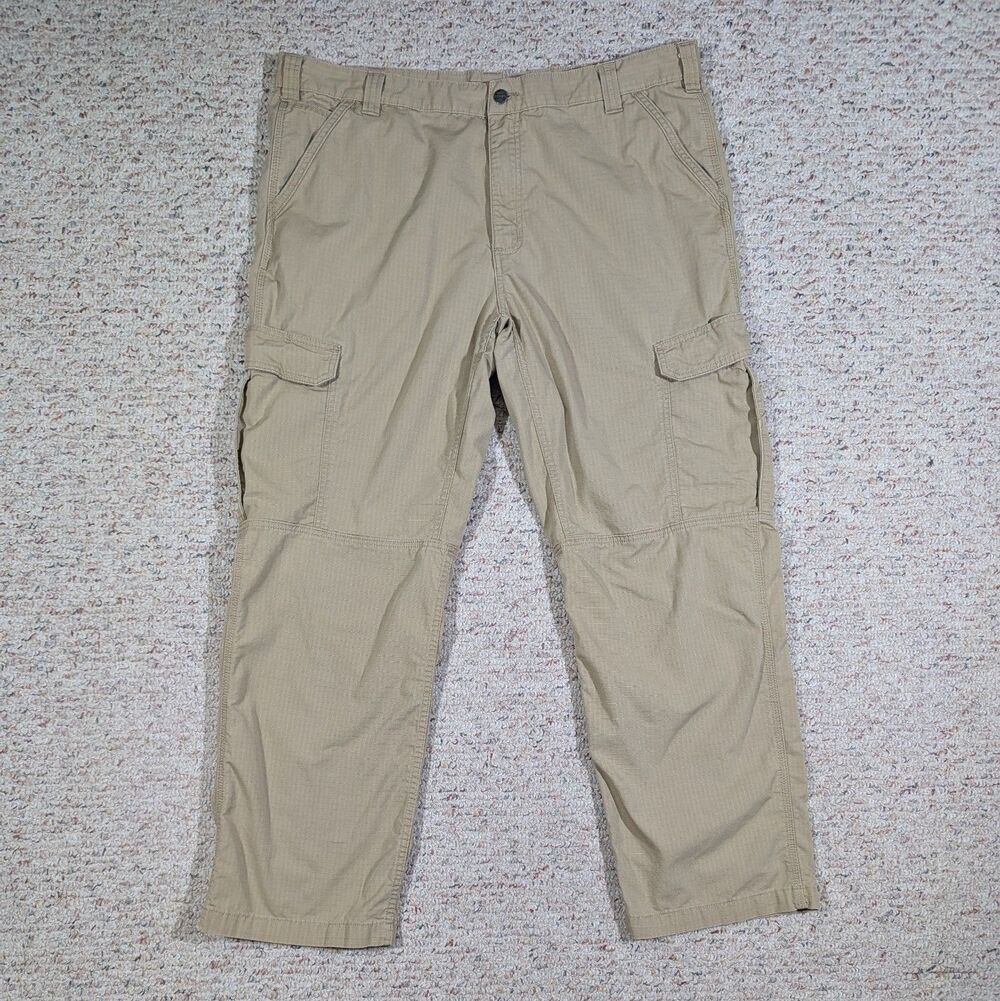 Carhartt Pants Mens 42x32 Beige Force Relaxed Fit Ripstop Cargo Work BN4200-M